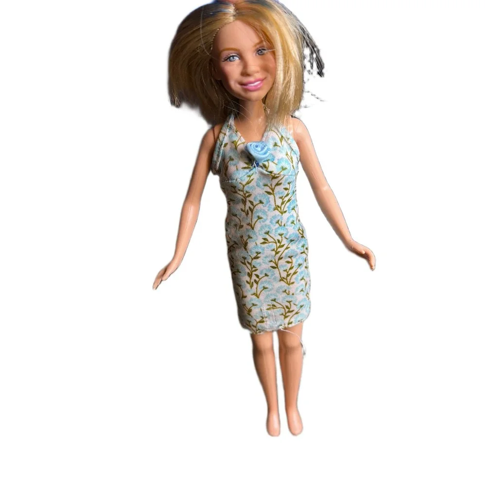 MaryKate & Ashley 2001 Sweet 16 Fashion Doll Vintage Blue Floral Halter Dress